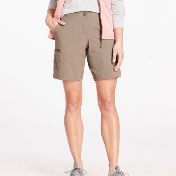L.L.Bean Comfort Trail Shorts Women’s Size 10 Brown Nylon Stretch Hiking Outdoor - Picture 1 of 12